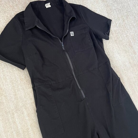 Lucy & Yak Ragan Black Cotton Wide Leg Short Sleeve Crop Jumpsuit 18 - Picture 3 of 11